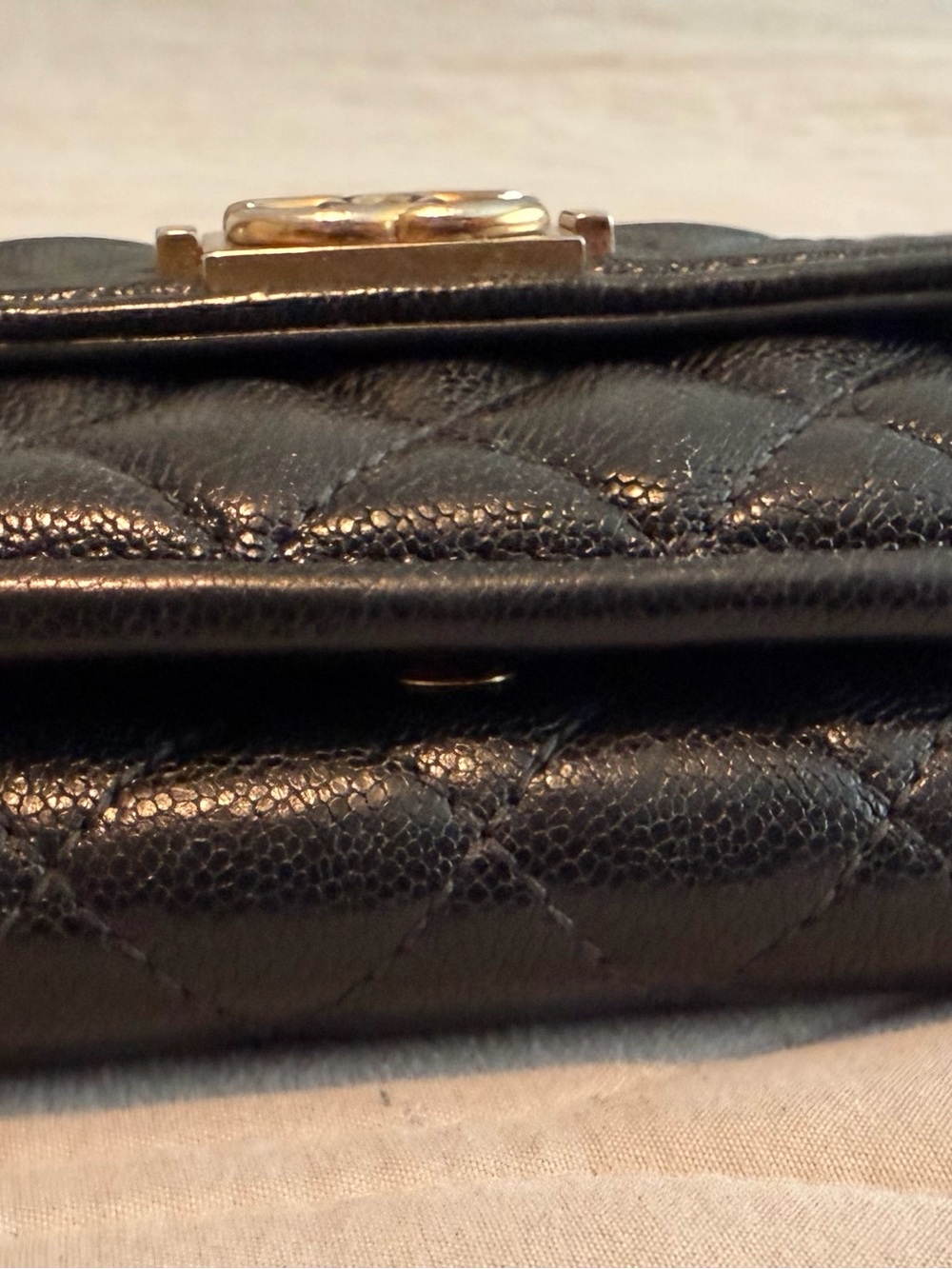 CHANEL Black Quilted Leather Compact Wallet Trifold - Picture 9 of 14